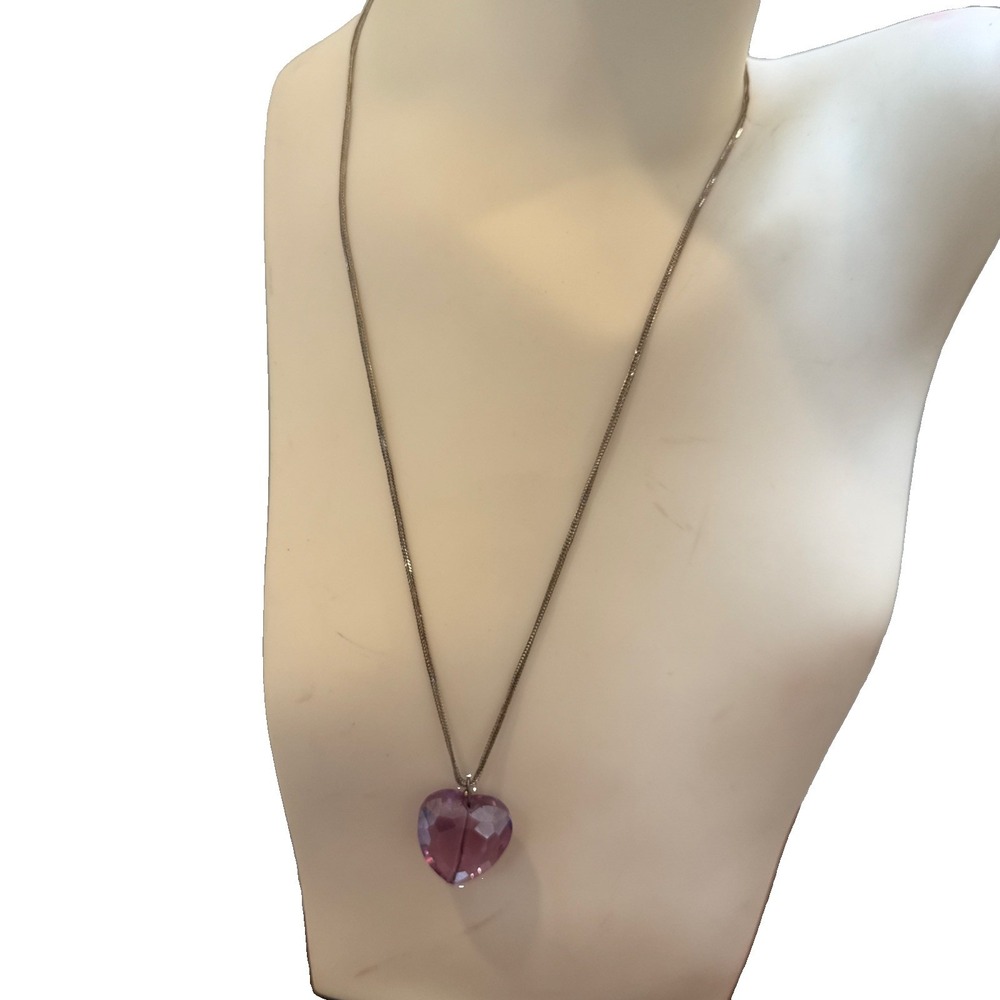 Vintage Italian 925 Sterling Silver Foxtail Chain Crystal Heart Necklace 22"